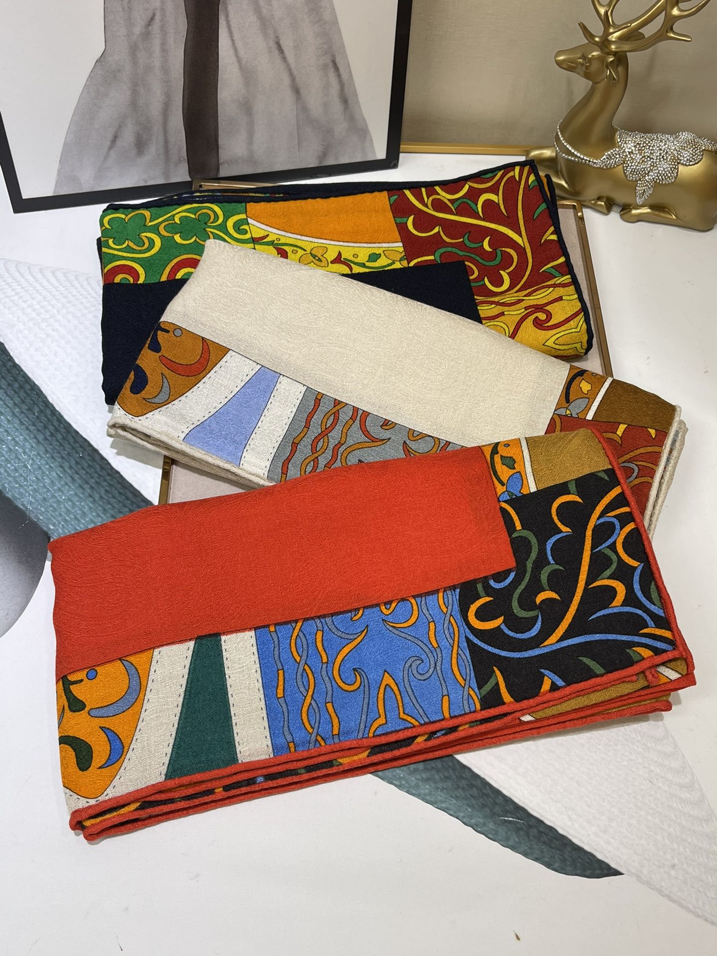 H**mes square towel-140*140cm