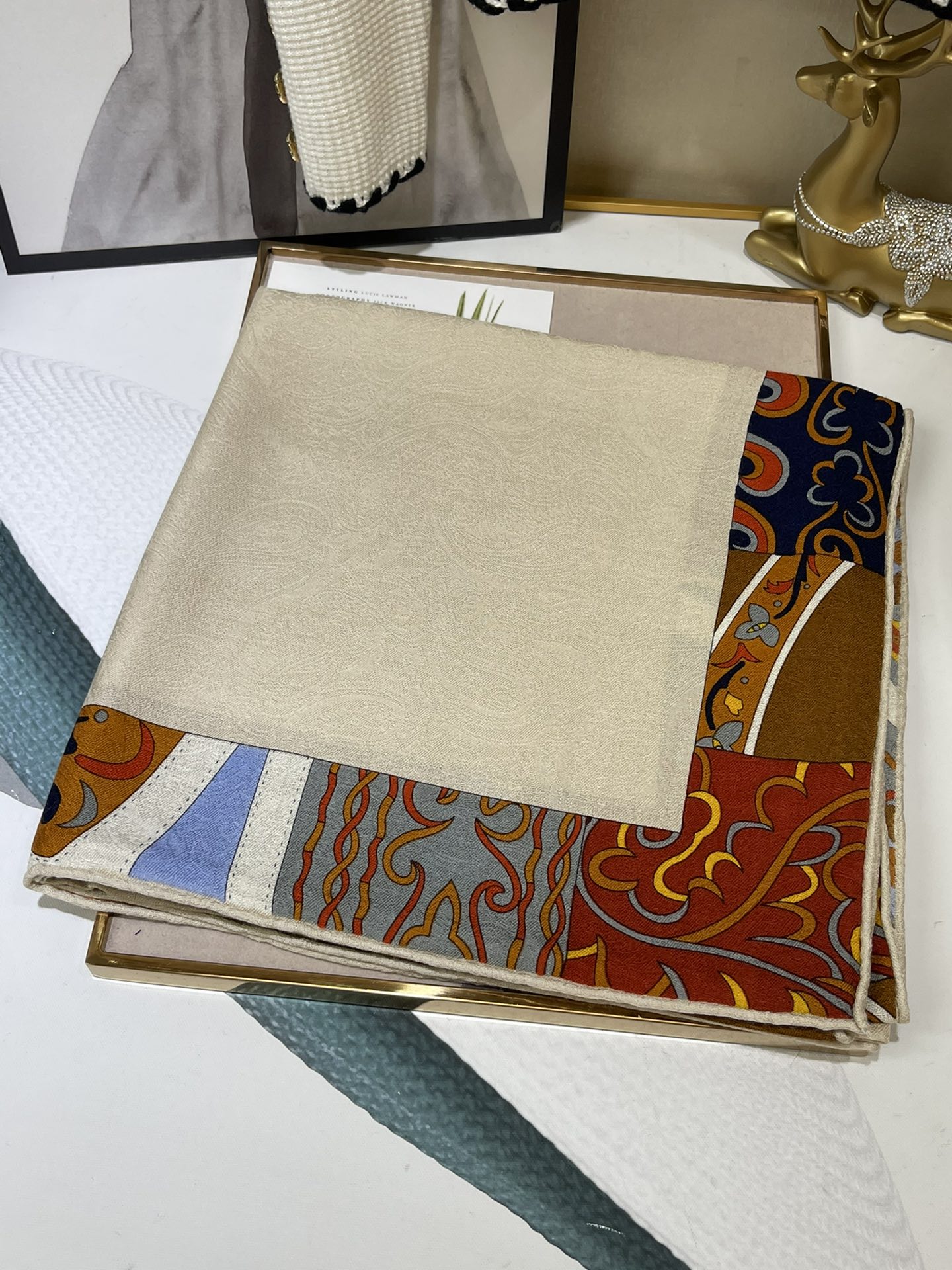 H**mes square towel-140*140cm