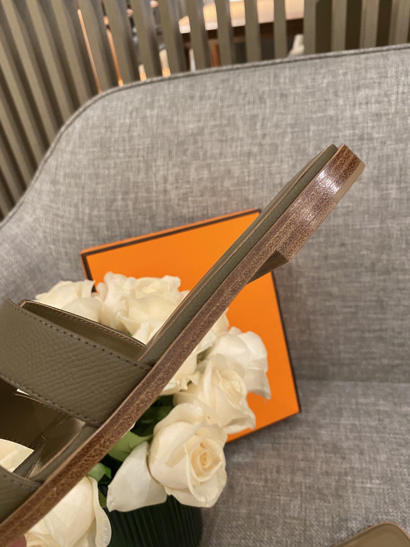 H**mes slippers in caviar leather