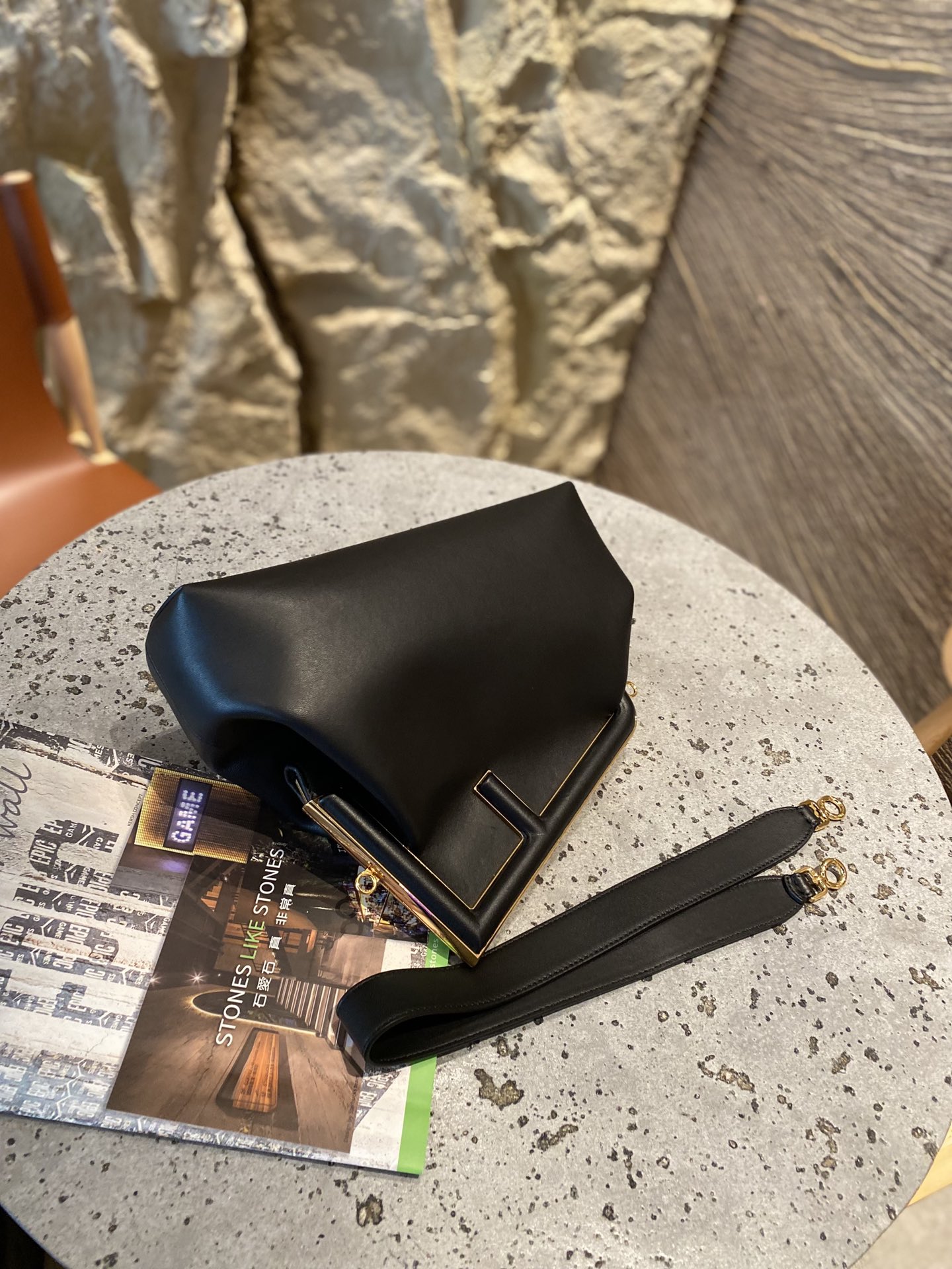 F**di first bag-26*18*9.5/32.5*23.5*15cm(black)