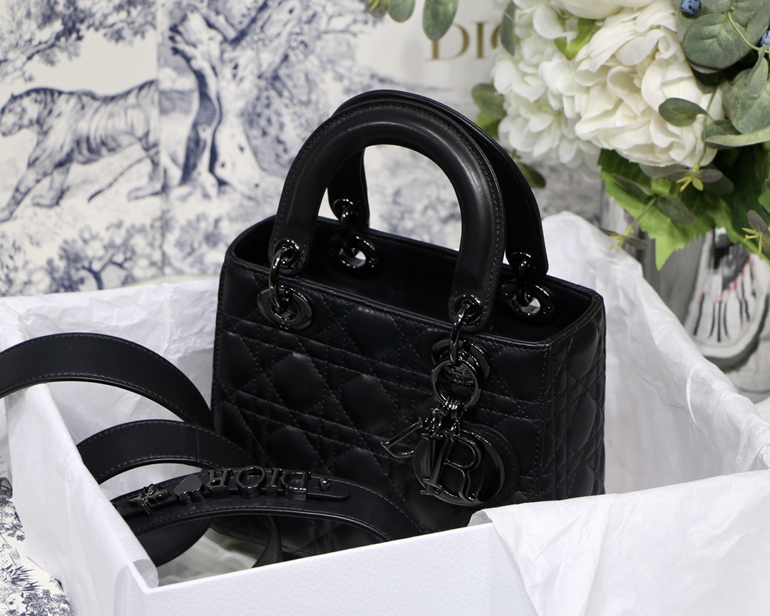 lady D*or bag-black hardware-20*16.5*8cm