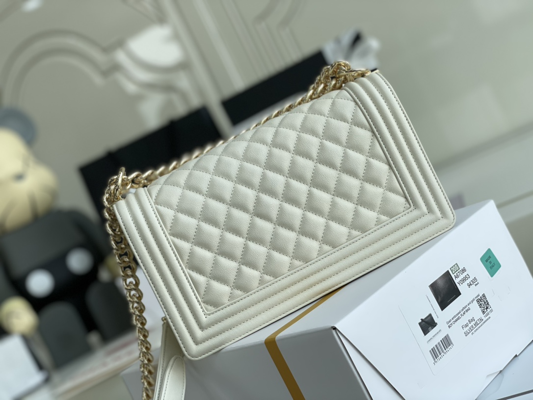 Ch@nel Boy Bag-Caviar-25CM