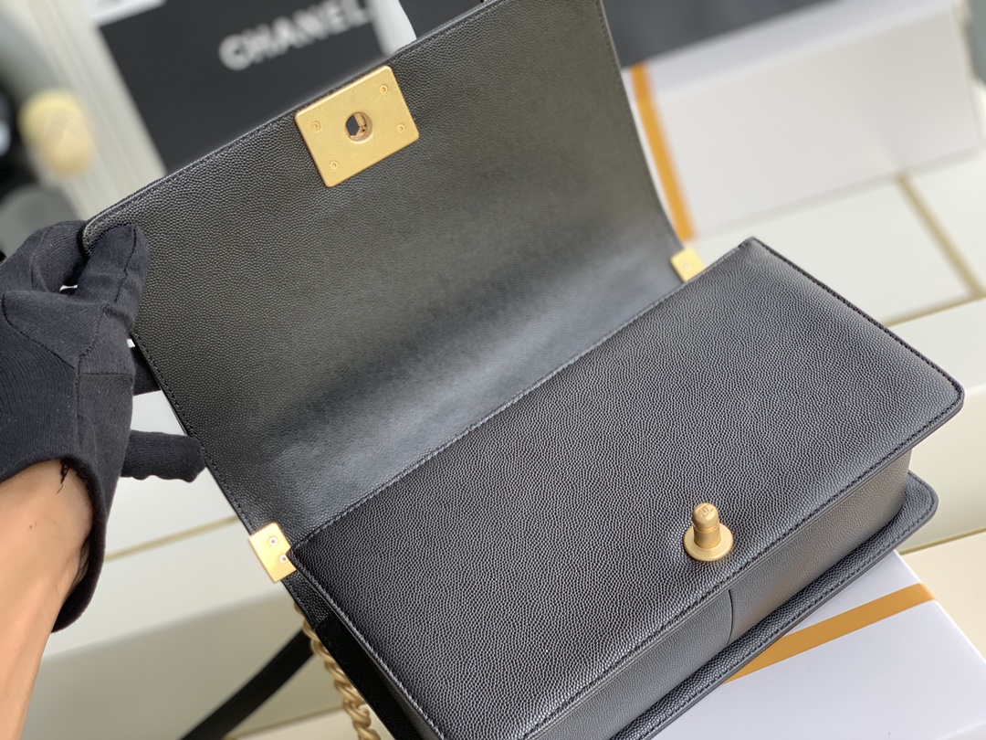 Ch@nel Boy Bag-Caviar-25CM