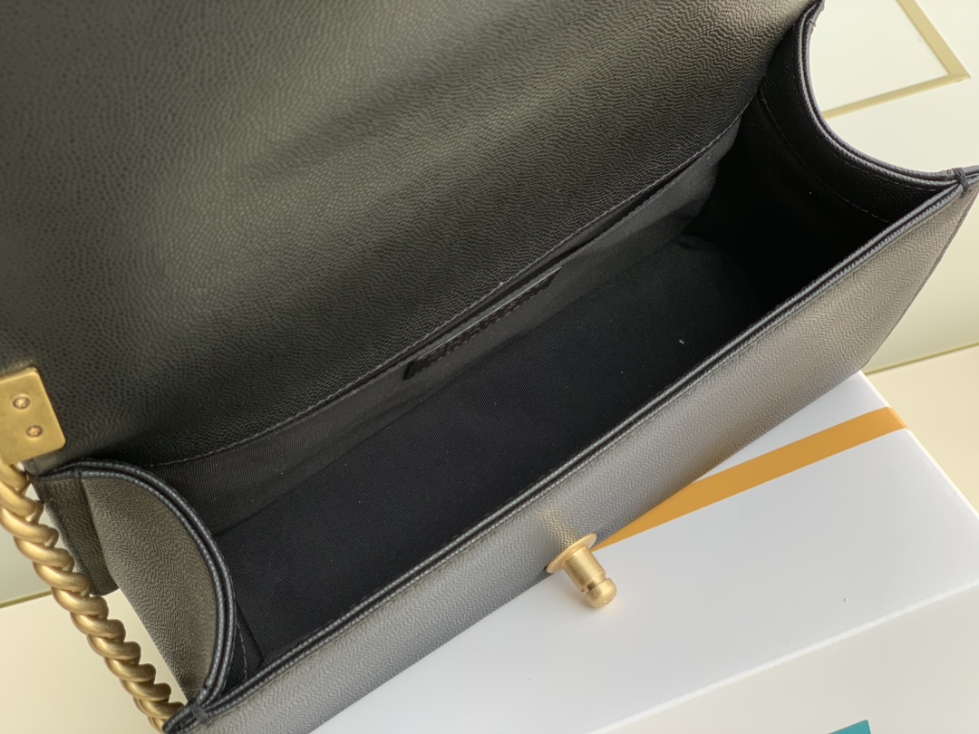 Ch@nel Boy Bag-Caviar-25CM