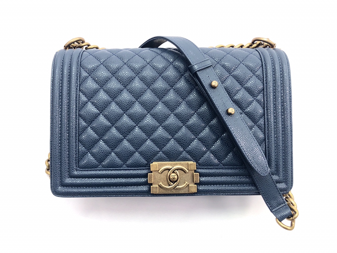 Ch@nel Boy Bag-Caviar-28CM