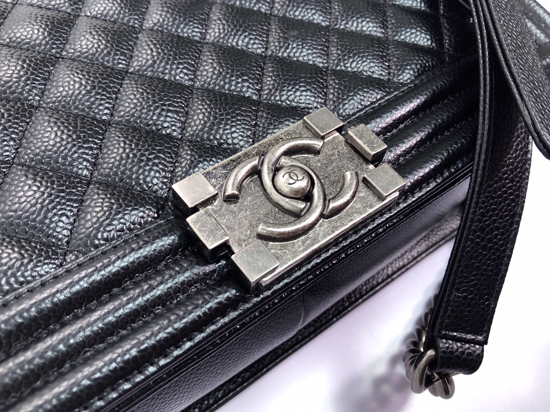 Ch@nel Boy Bag-Caviar-28CM