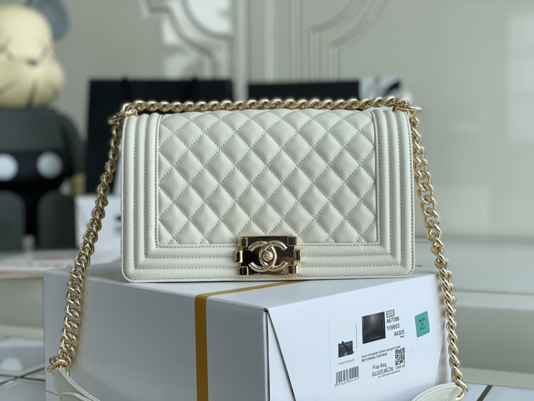 Ch@nel Boy Bag-Caviar-25CM