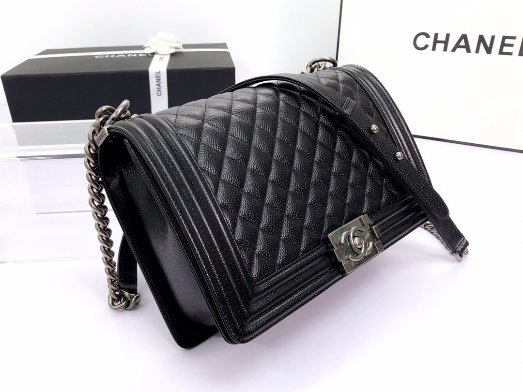 Ch@nel Boy Bag-Caviar-28CM