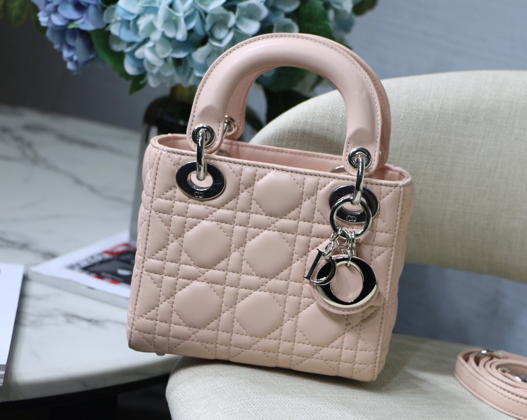 lady D*or with lambskin-17*15*8cm