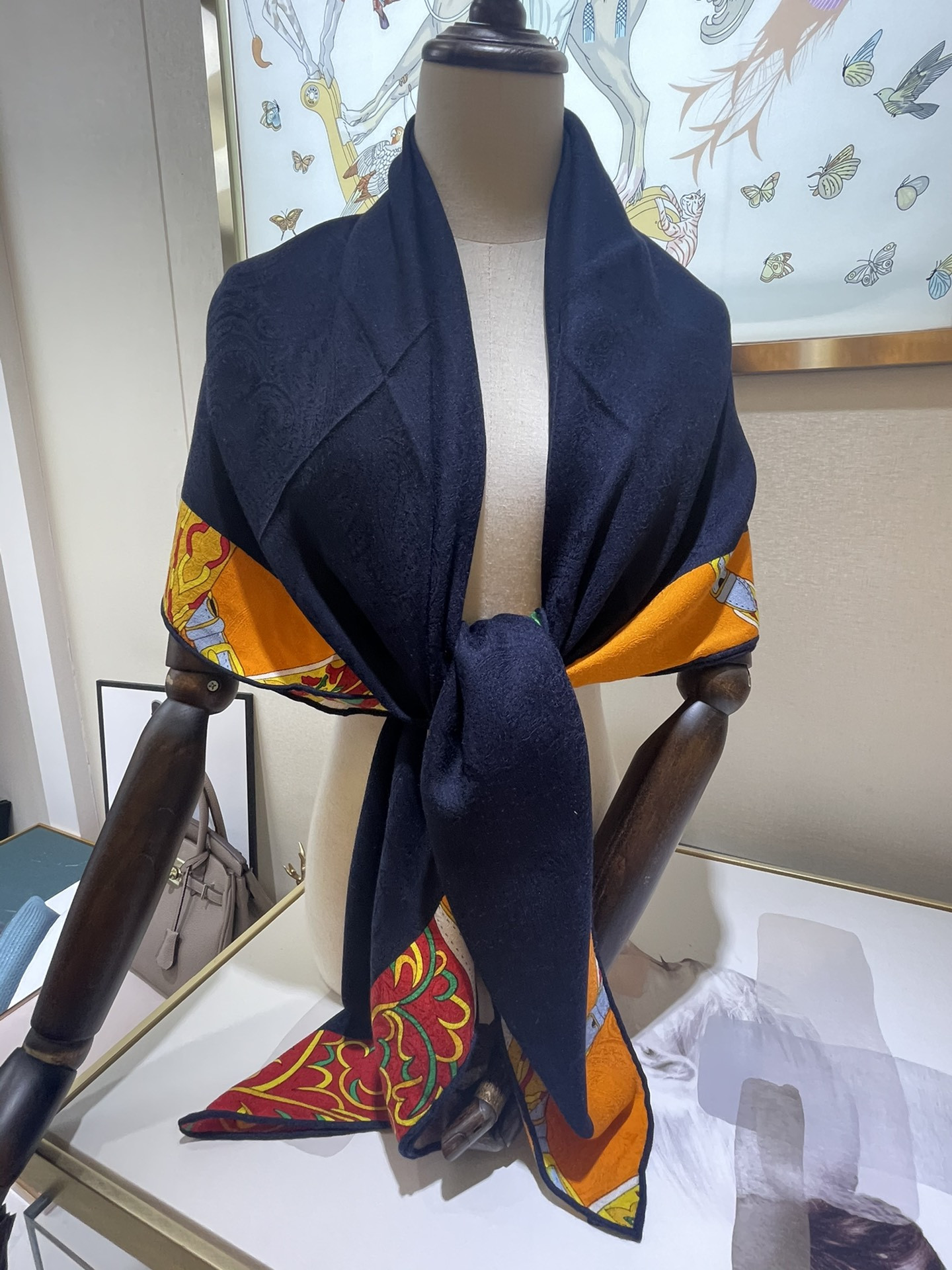 H**mes square towel-140*140cm