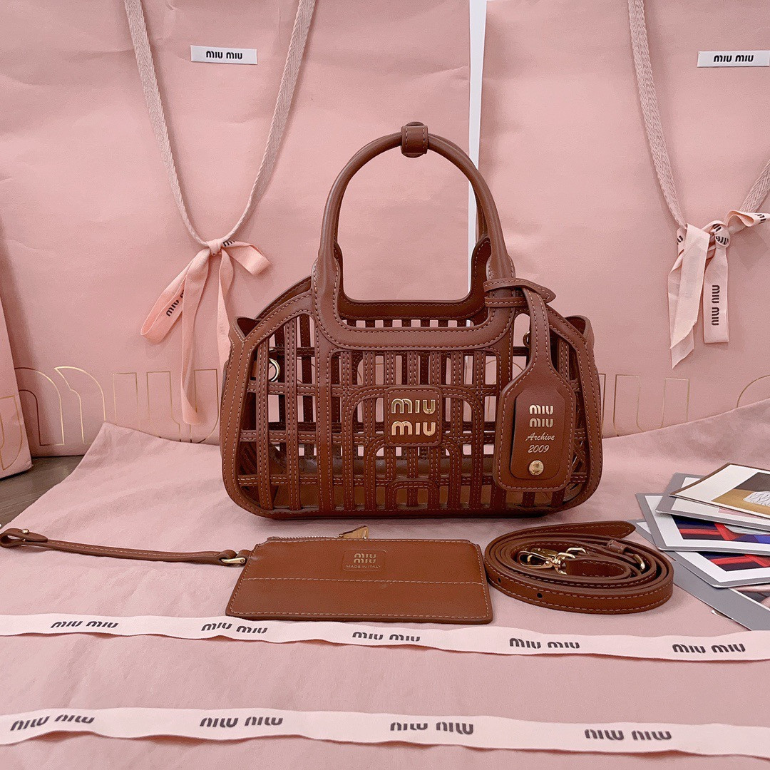 M1um1u Leather Basket-24*12.5*9CM