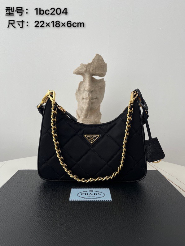 Pra*a nylon 1bc204b hobo bag-23*17*6.5cm