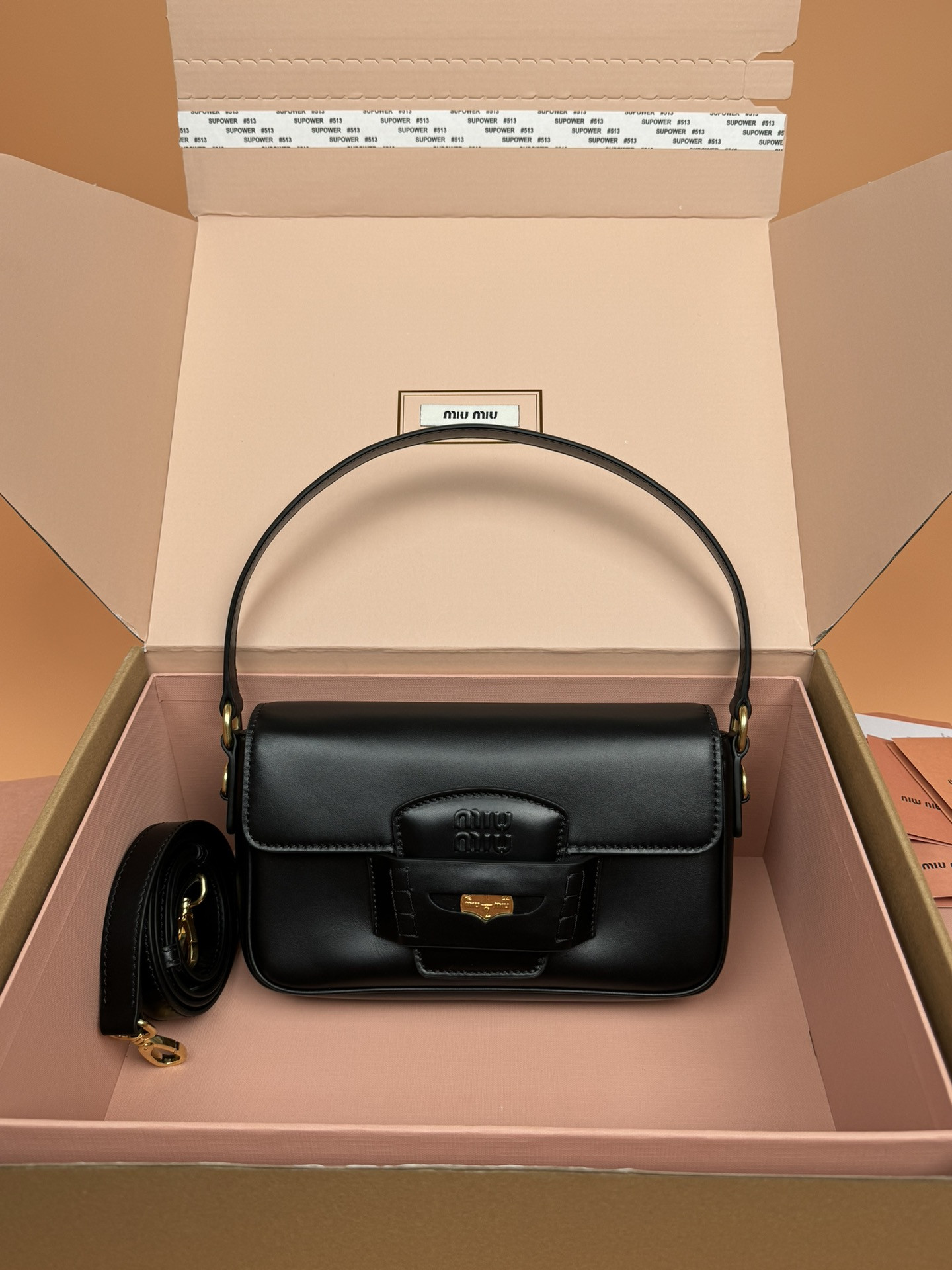M1um1u Penny Leather Bag-23*12.5*5CM