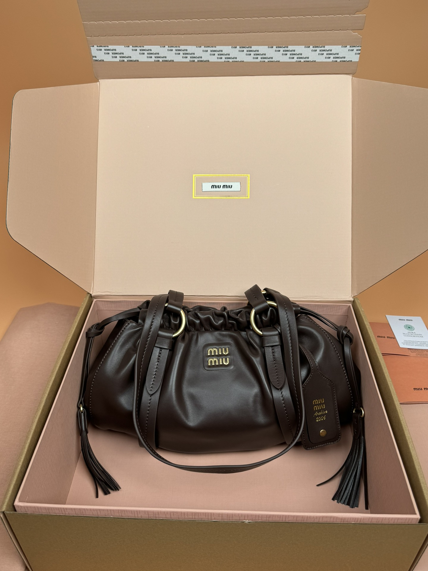 M1um1u Joie Nappa Leather Bag-32*16*10.5CM