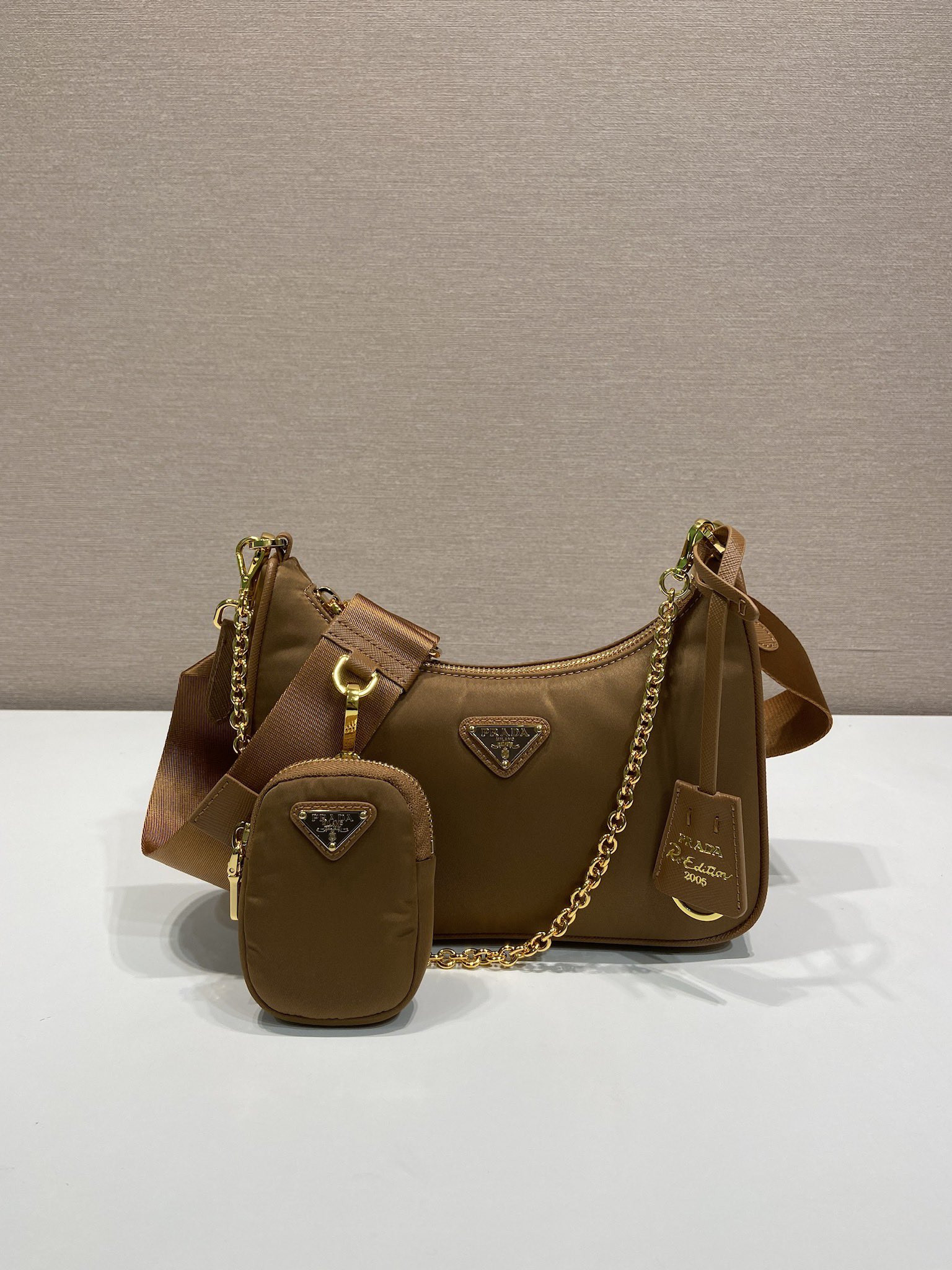 Pra*a Nylon Hobo Bag-1BH204-22*12*6CM