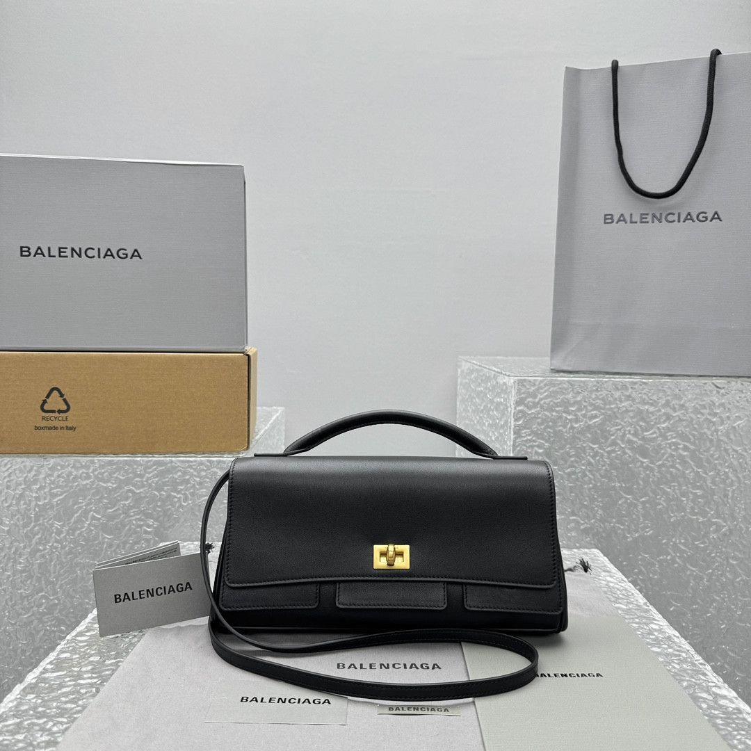 Balenciag Women's Bel Air Small Clutch On Strap in Black-27*5*14CM