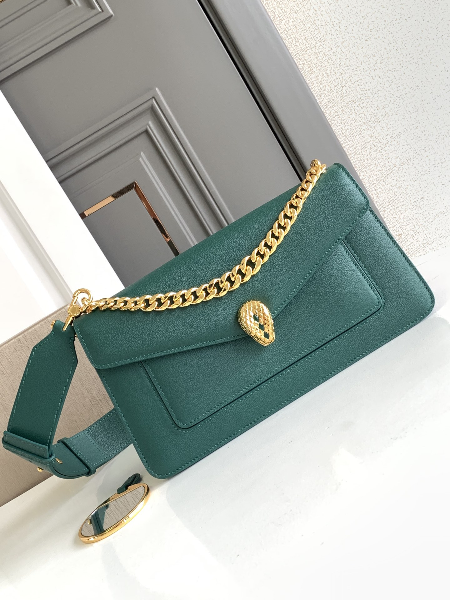 Bv1g*ai Serpenti East-West Maxi Chain Shoulder Bag-28*17*6CM