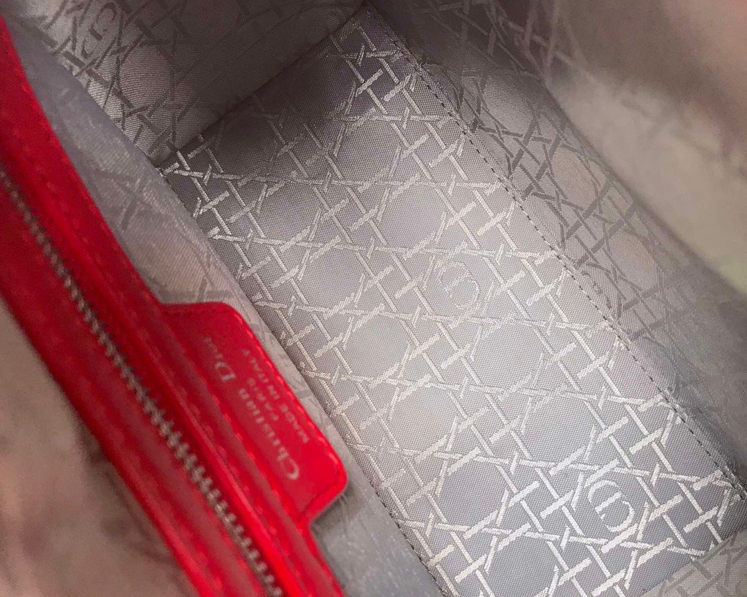 lady D*or handle bag with silver hardware-24cm