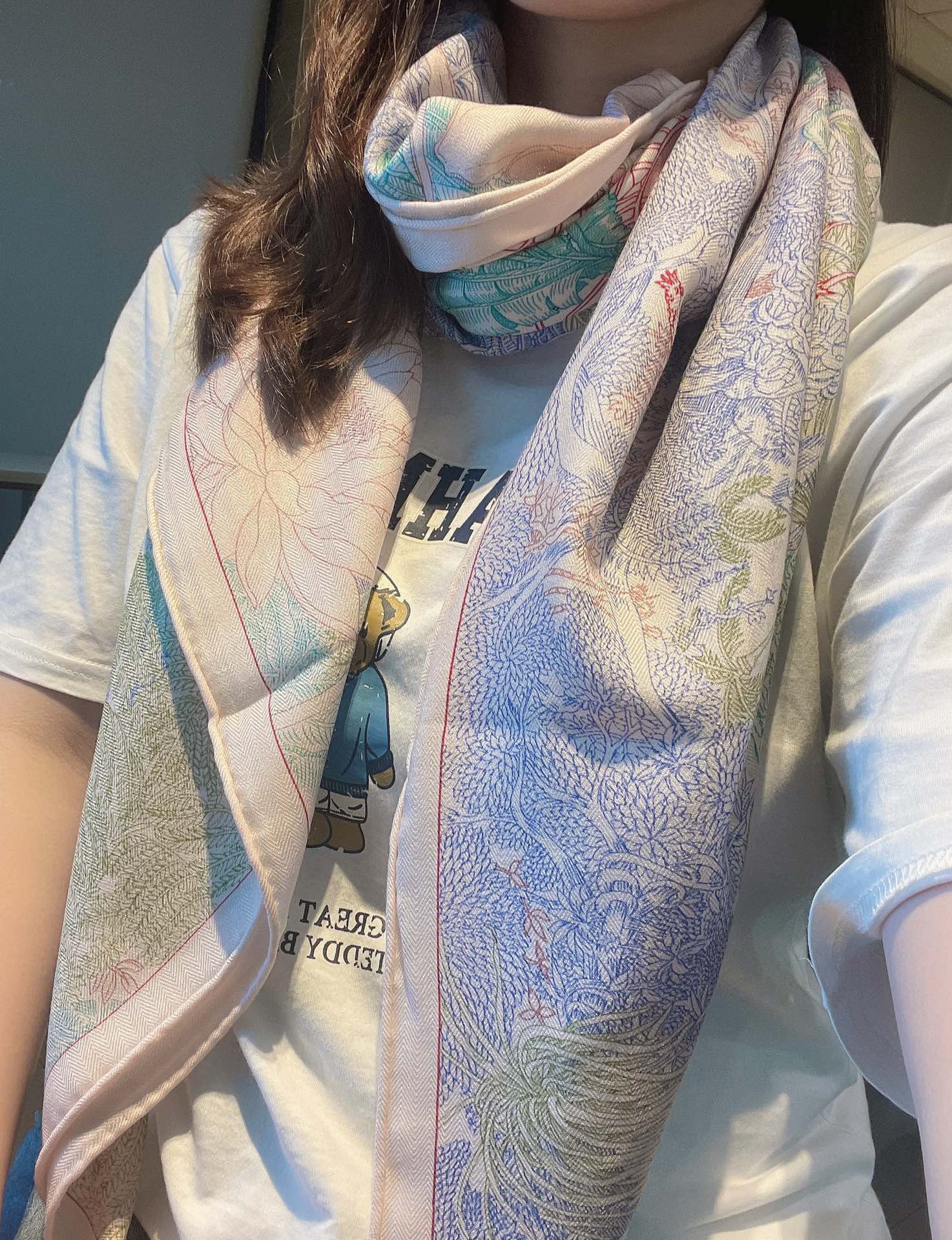 H**mes square towel-140*140cm