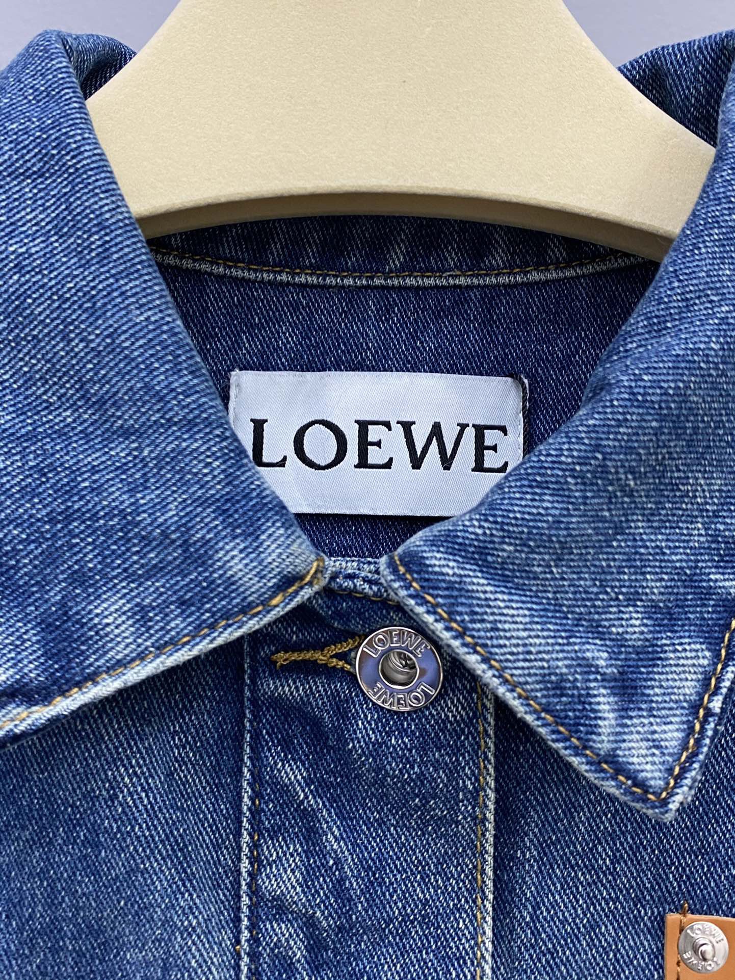 L0ew* anagram-debossed denim jacket