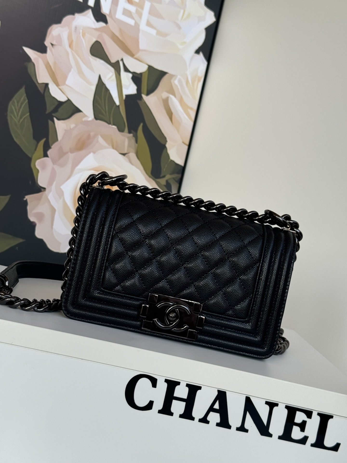 Ch@nel Boy Bag-Caviar-20CM