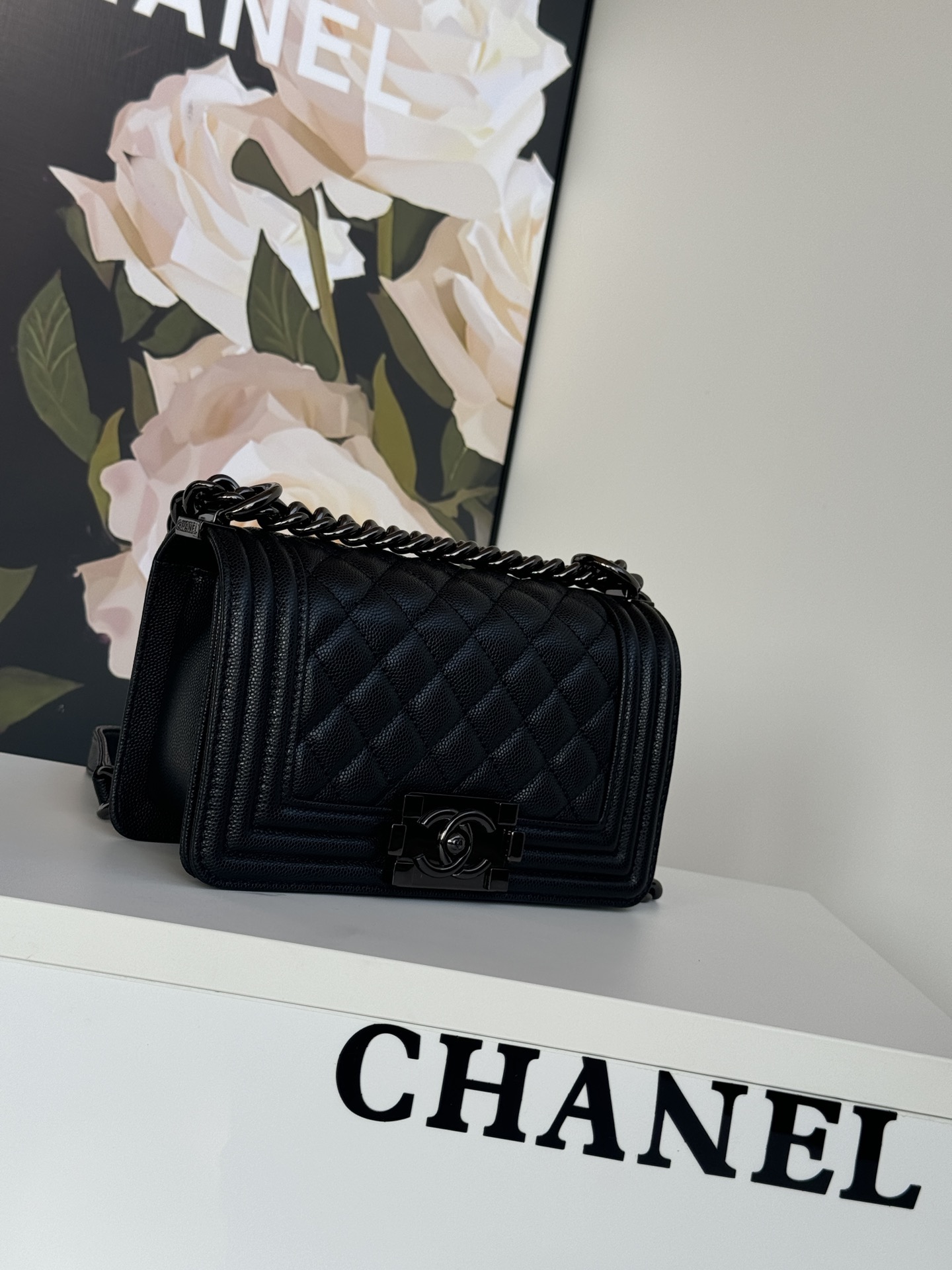Ch@nel Boy Bag-Caviar-20CM