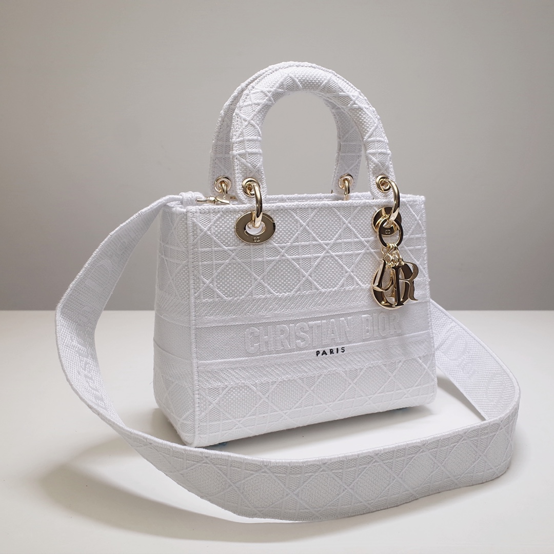 lady D*or handle bag with gold hardware-24cm