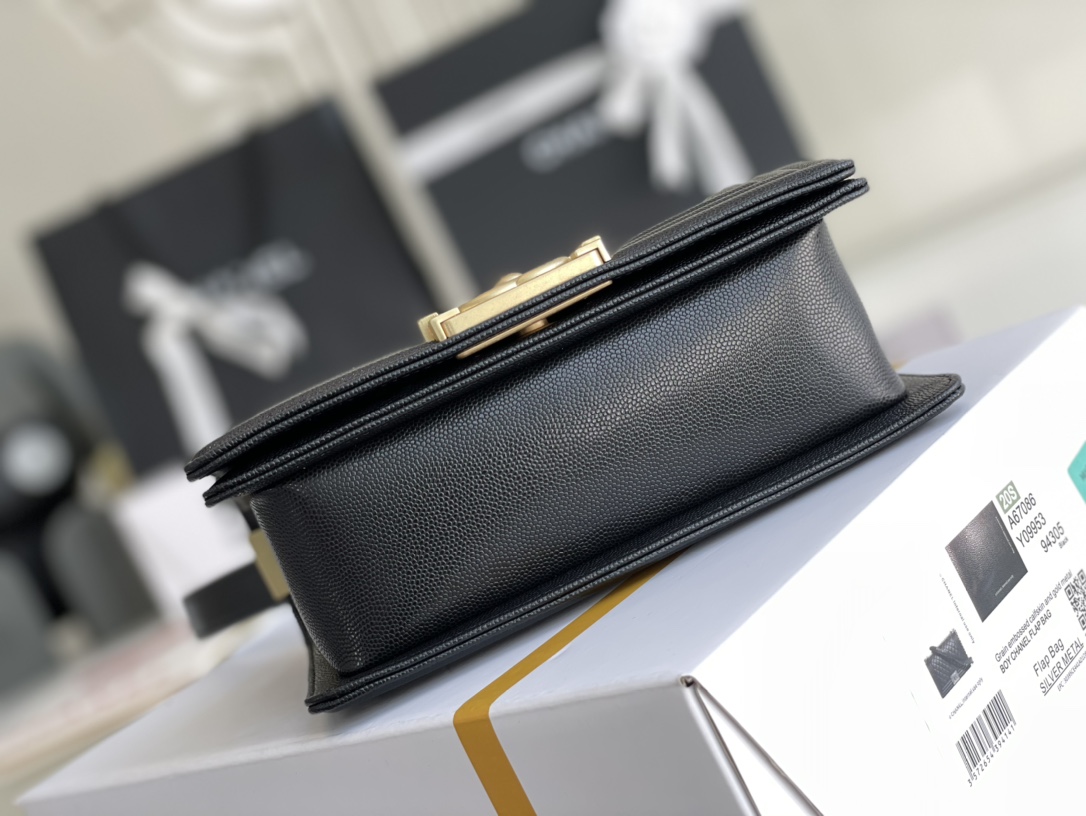 Ch@nel Boy Bag-Caviar-20CM