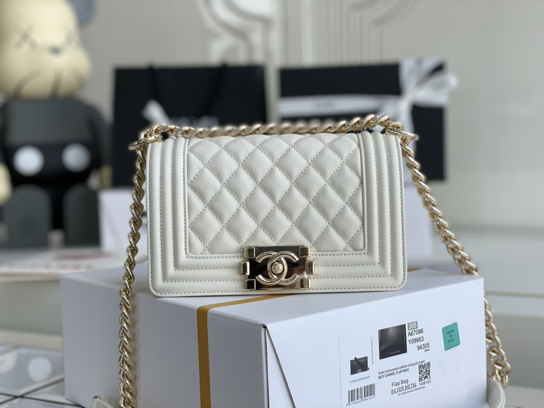 Ch@nel Boy Bag-Caviar-20CM