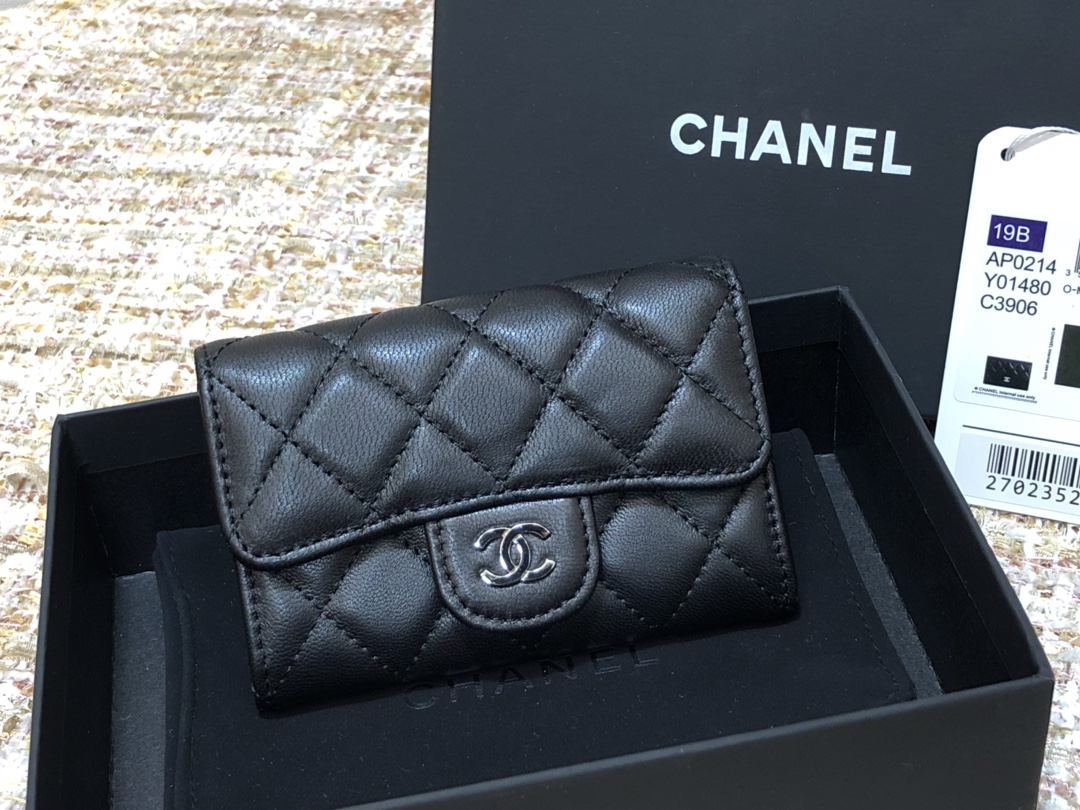 Ch@nel Wallet-Silver Harware-Lamskin-11*10CM