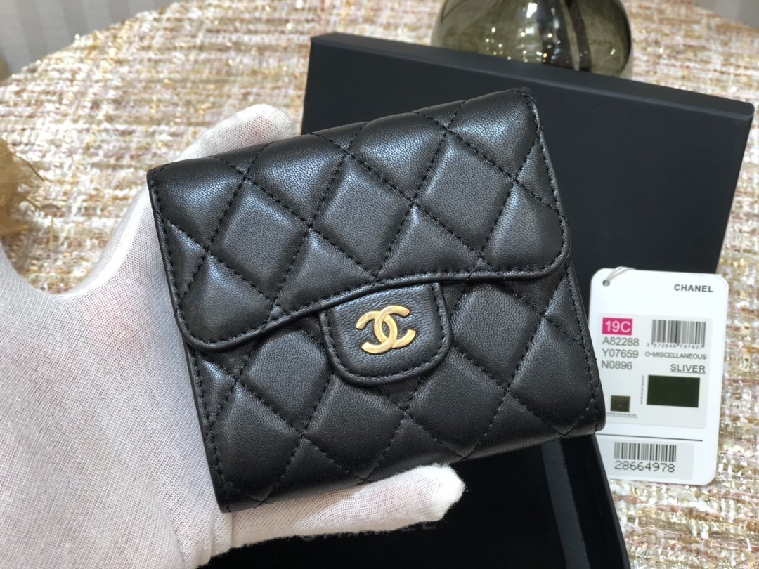 Ch@nel Wallet-Gold Harware-Lamskin-11*10CM