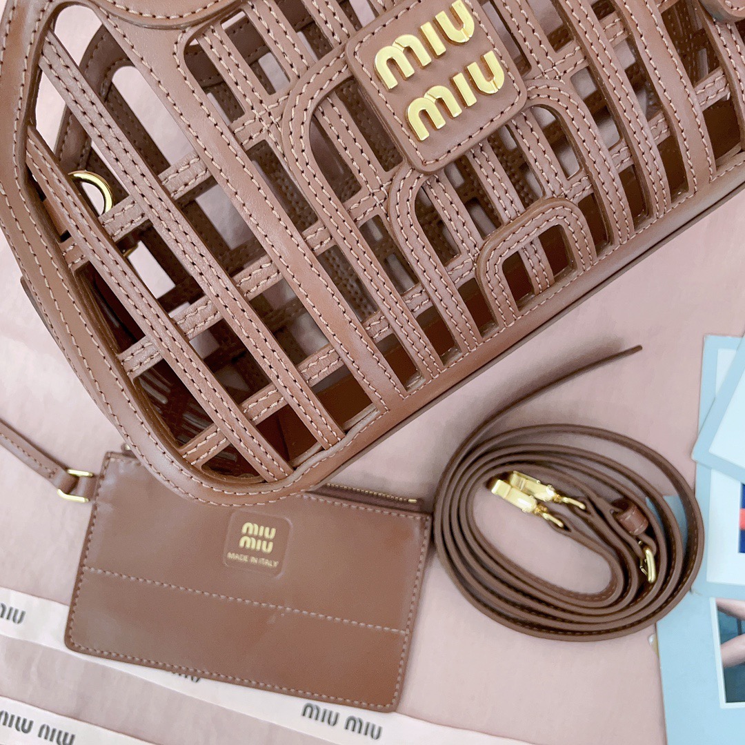 M1um1u Leather Basket-24*12.5*9CM