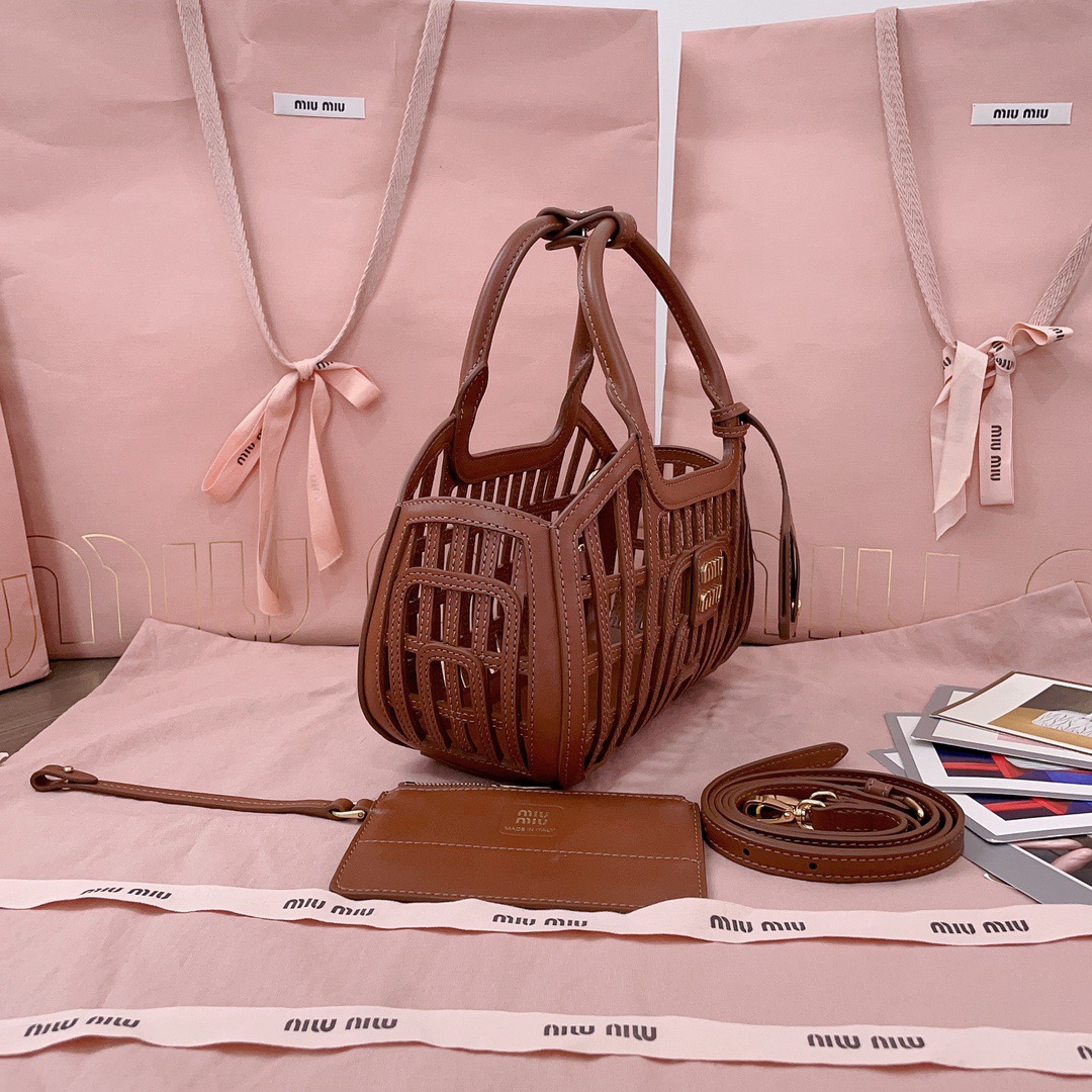 M1um1u Leather Basket-24*12.5*9CM