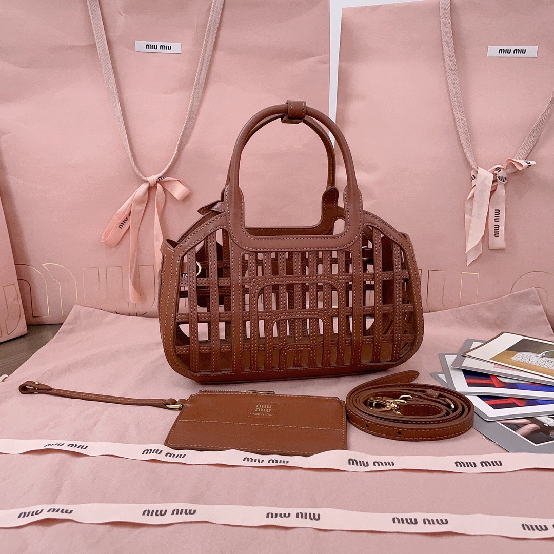 M1um1u Leather Basket-24*12.5*9CM