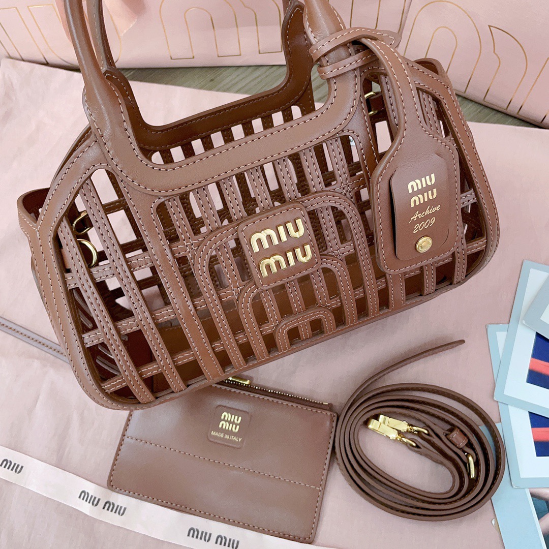 M1um1u Leather Basket-24*12.5*9CM