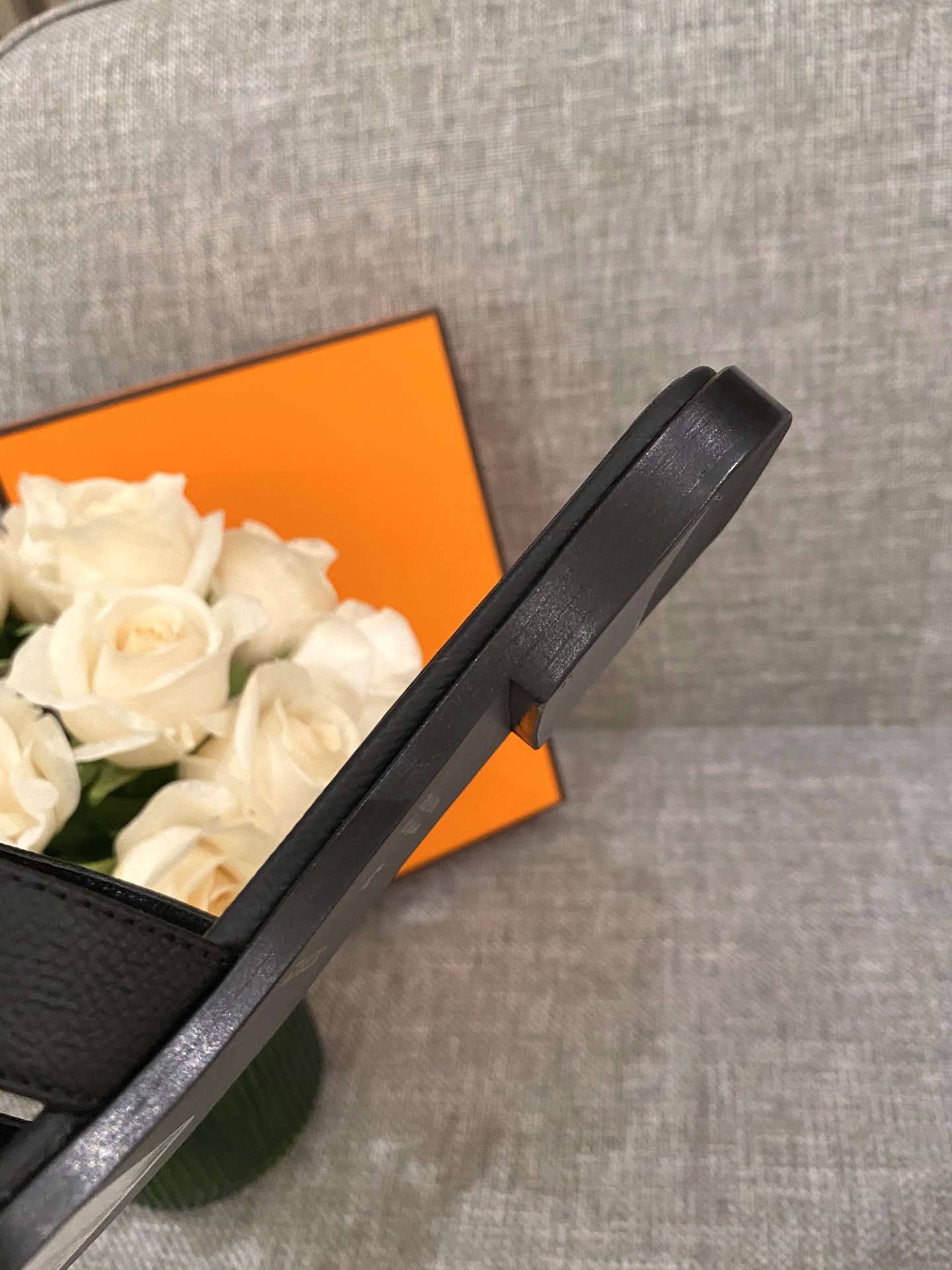 H**mes slippers in caviar leather