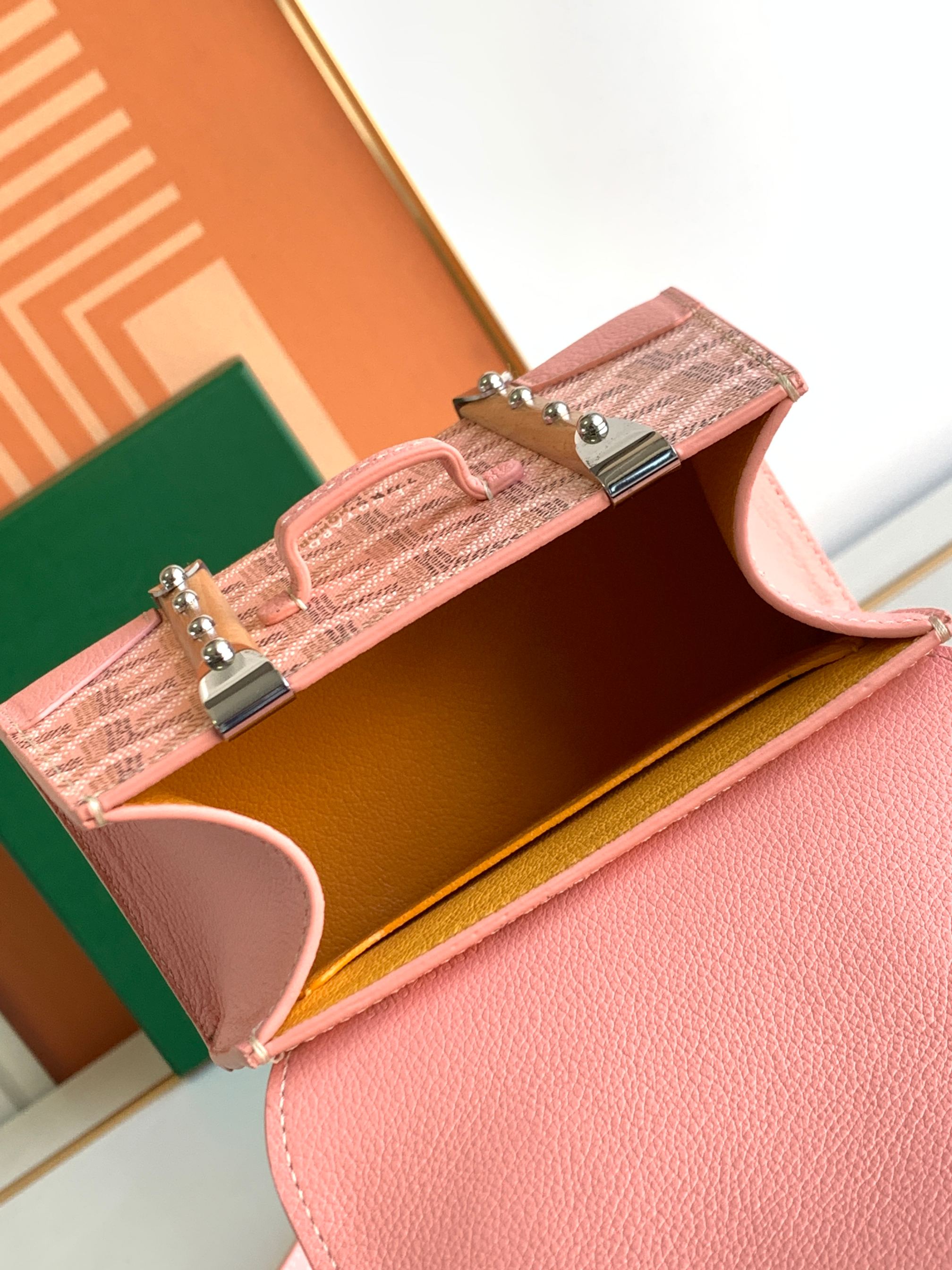 Go*ard coated canvas and leather saigon top handle bag-11.5x7x14.5cm