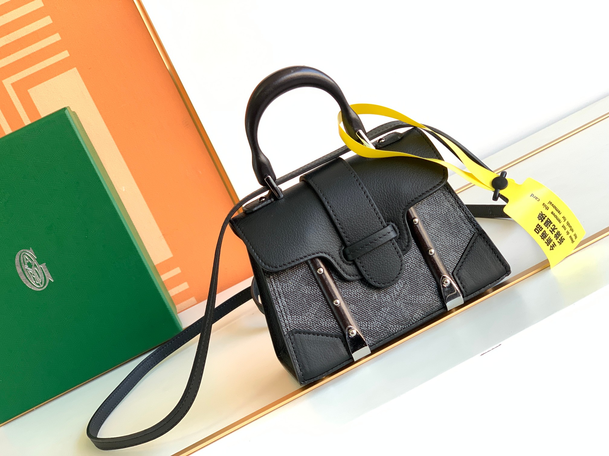 Go*ard coated canvas and leather saigon top handle bag-11.5x7x14.5cm