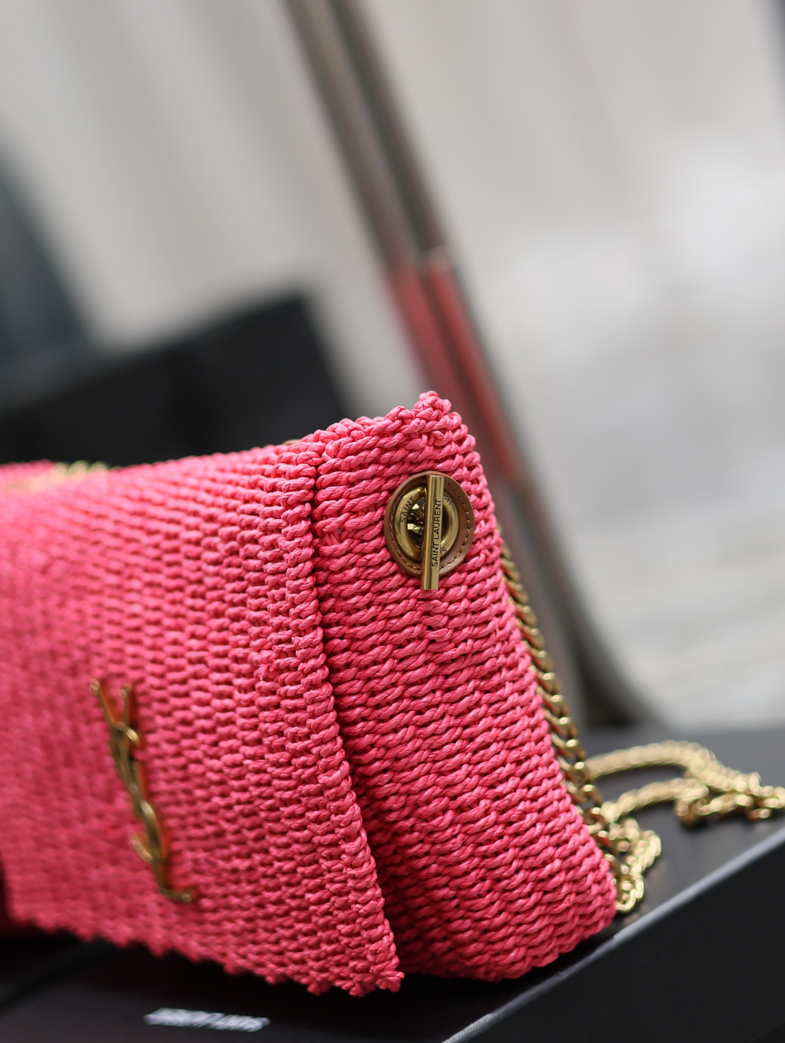 Y*L kate with raffia-28.5×20×6cm