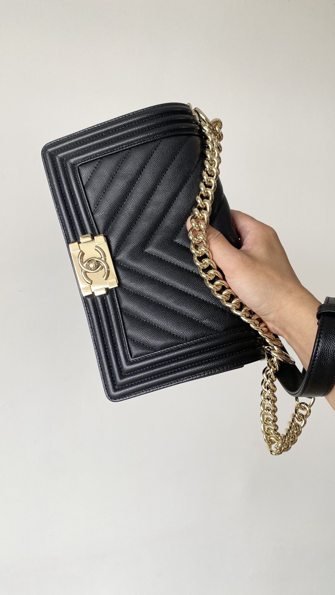 Ch@nel Boy Bag-Caviar-25CM