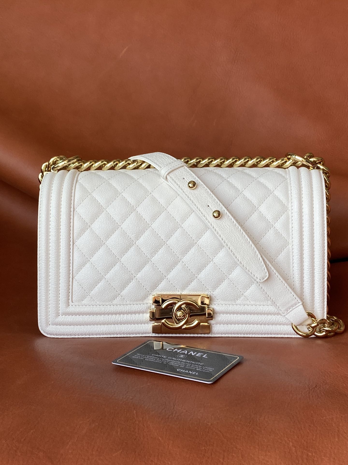 Ch@nel Boy Bag-Caviar-25CM