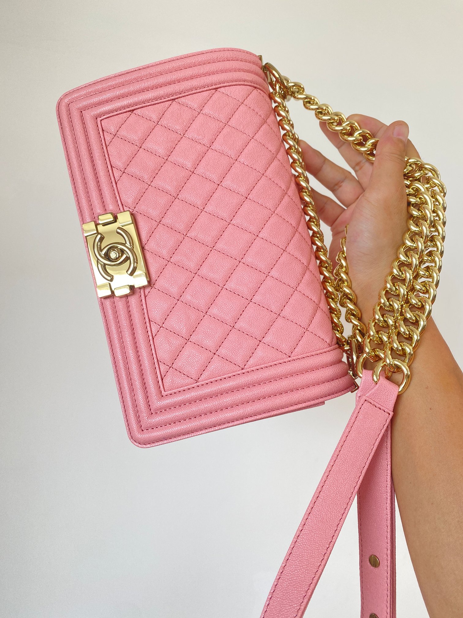 Ch@nel Boy Bag-Caviar-25CM