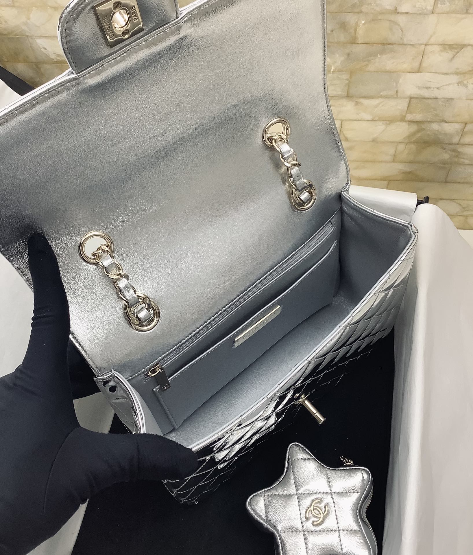 Ch@nel 2024SS Backpack & Star Coin Purse-18.5*23.5*8.5CM