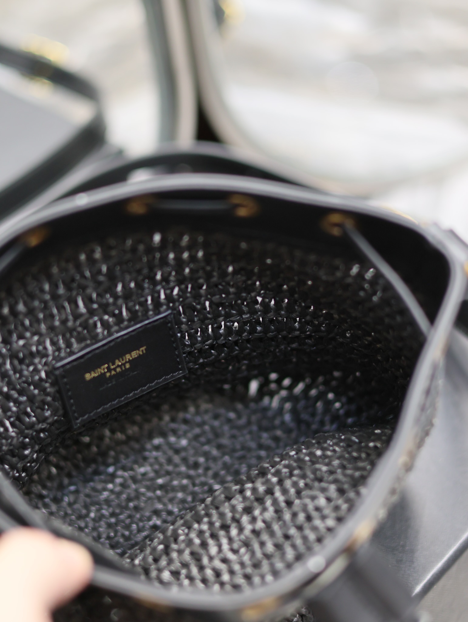 Y*L raffia straw craft bucket bag-22×15×15cm