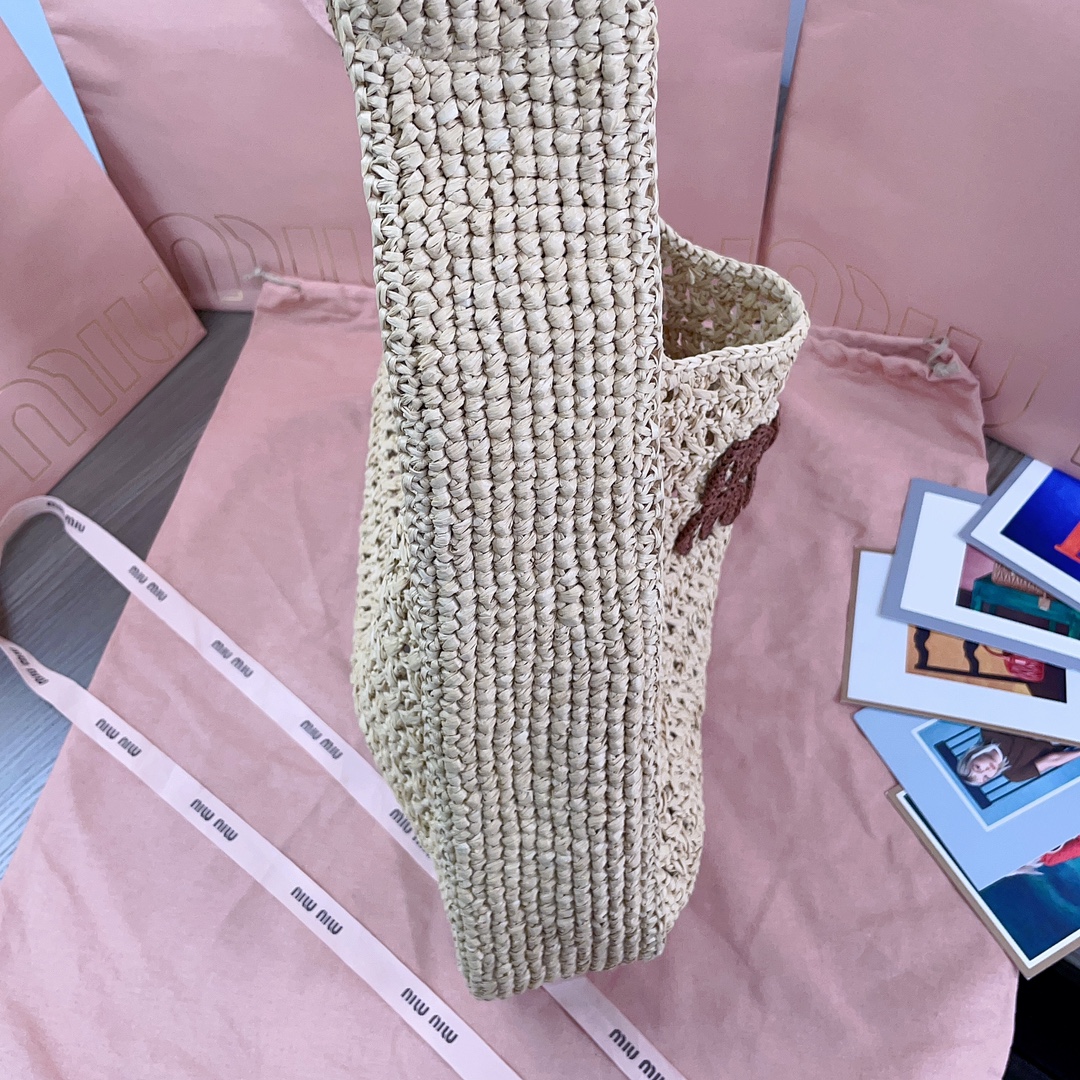 M*um*u raffia tote bag-44x 31.5 x8cm