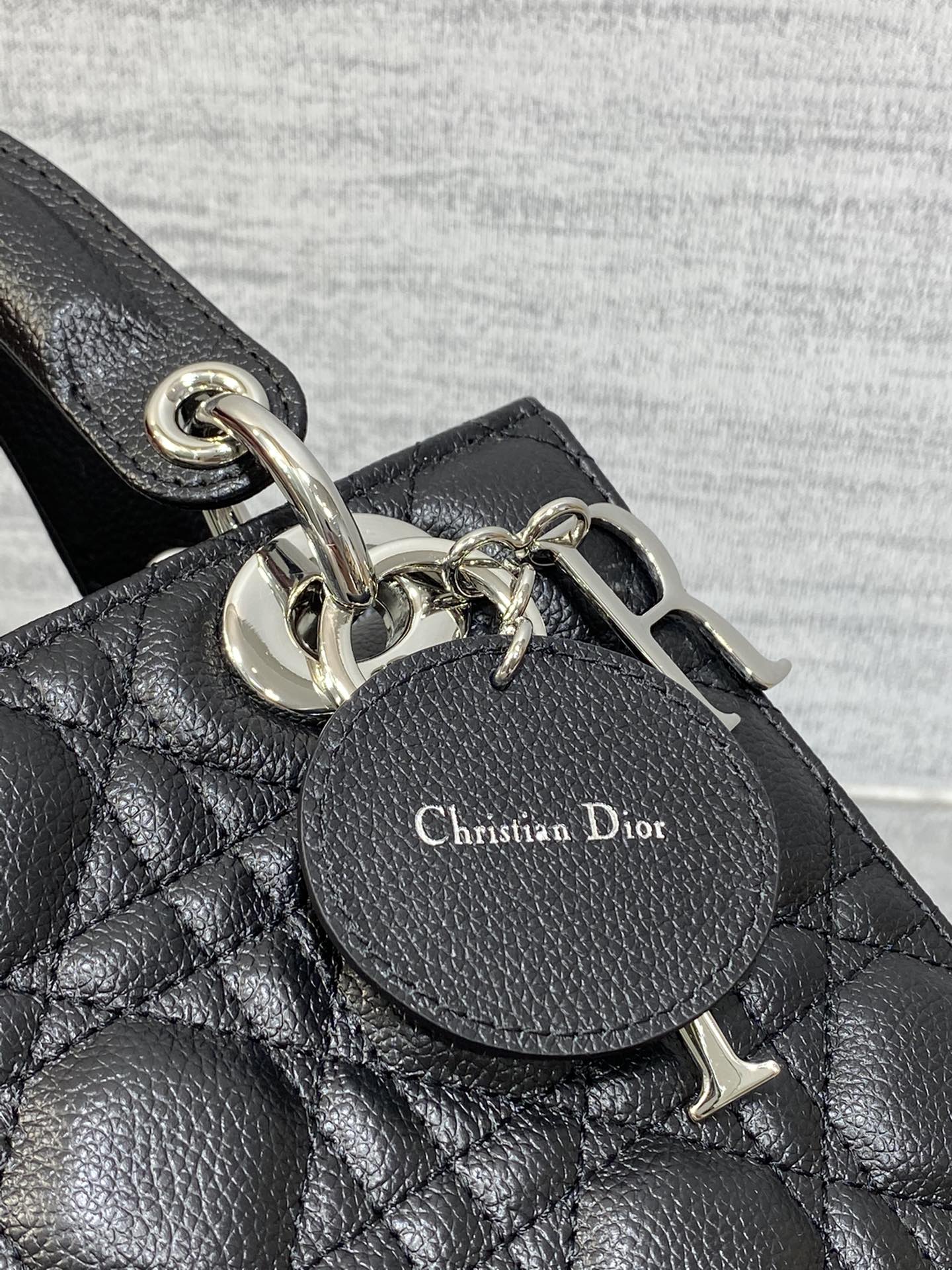 lady D*or bag-silver hardware-caviar-20*16.5*8cm