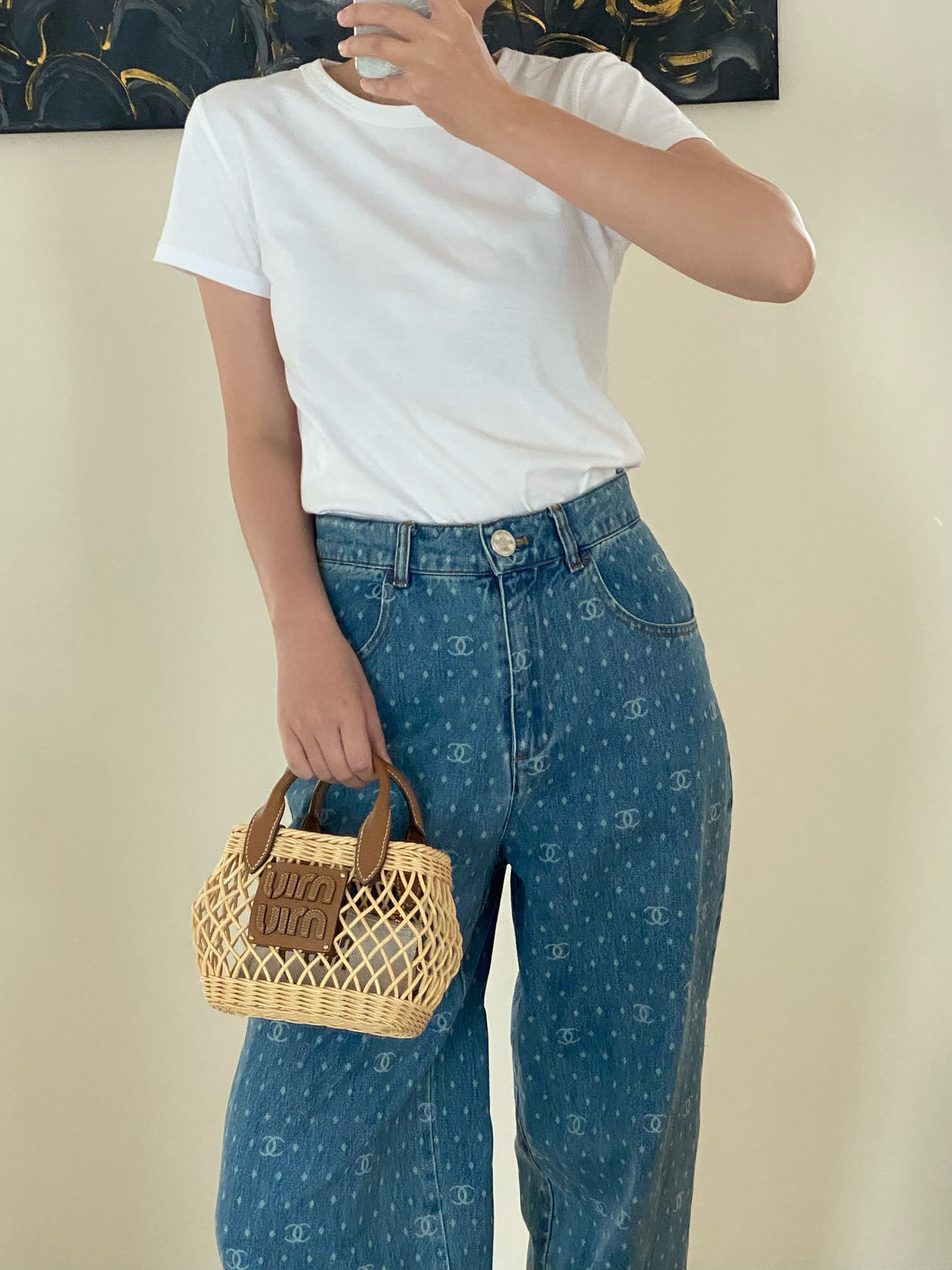 M*um*u bamboo woven bag-9×18×23.5cm