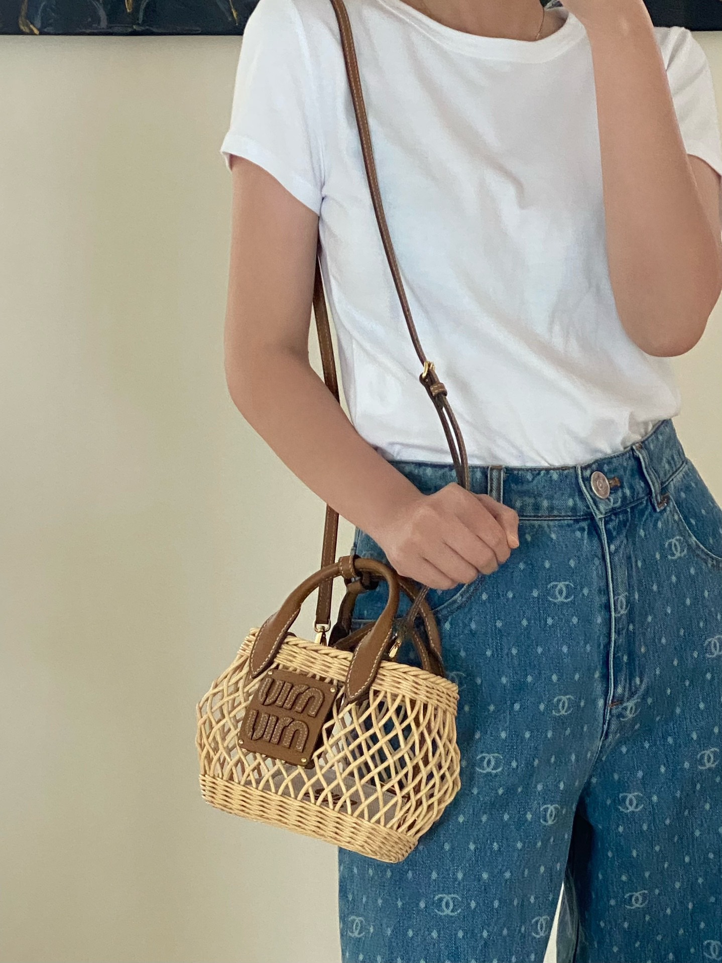 M*um*u bamboo woven bag-9×18×23.5cm