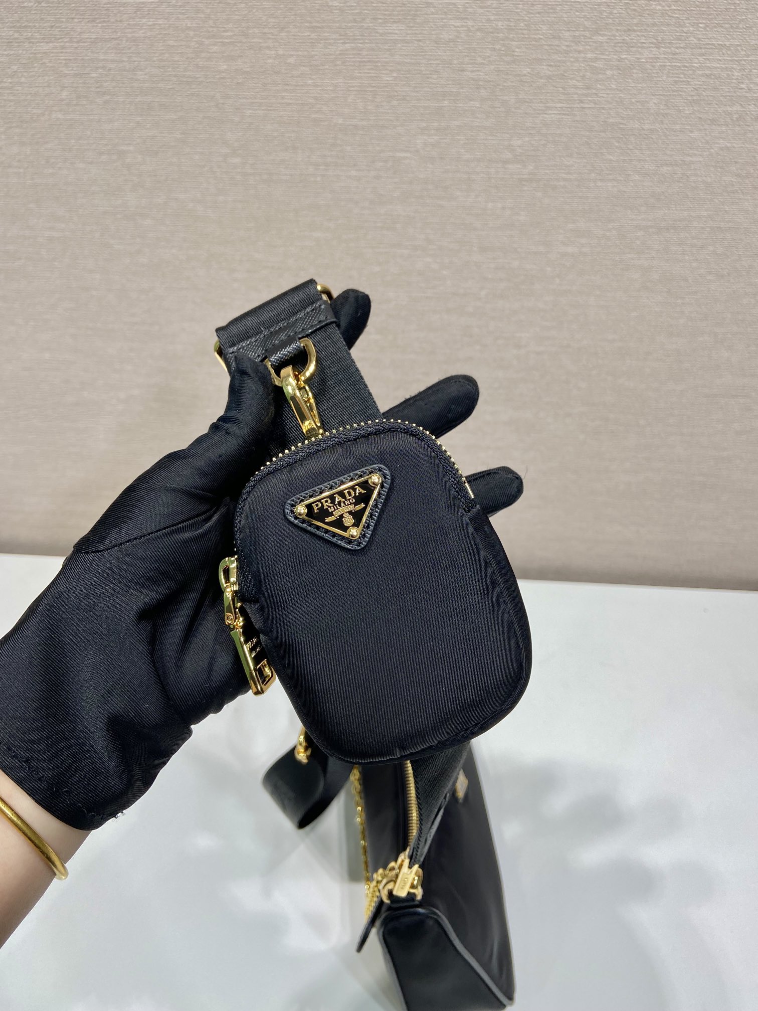 Pra*a nylon hobo bag-1bh204-22*12*6cm