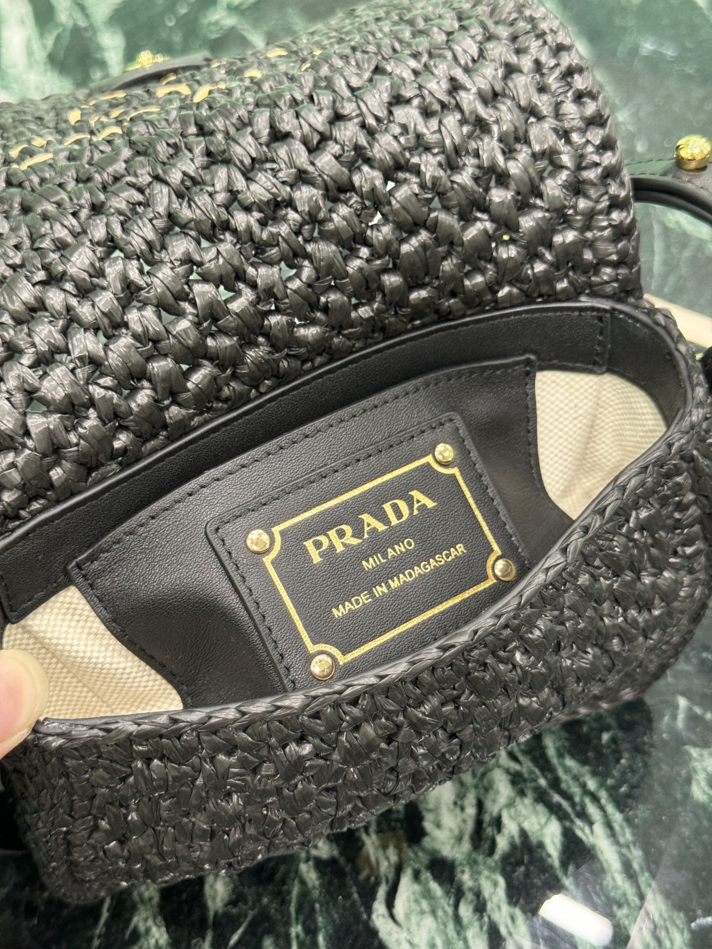 Pra*a woven bag-1bd362-6*12*6cm